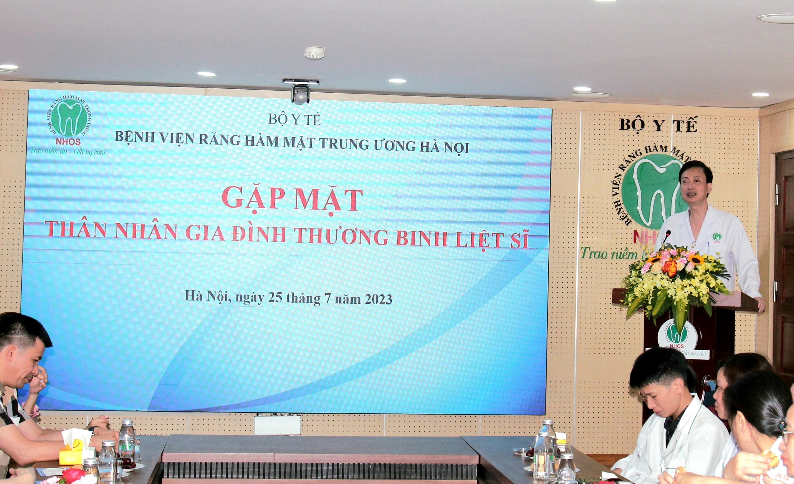 PGS.TS. Nguyễn Quang Bình, Phó Giám đốc Bệnh viện, Chủ tịch Hội Cựu chiến binh phát biểu
